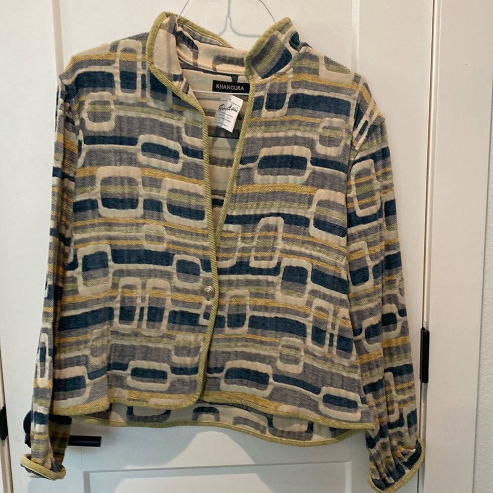 Khangura Ladies Reversible Jacket.  Size Large.  Beige/Blue/Olive Color‎